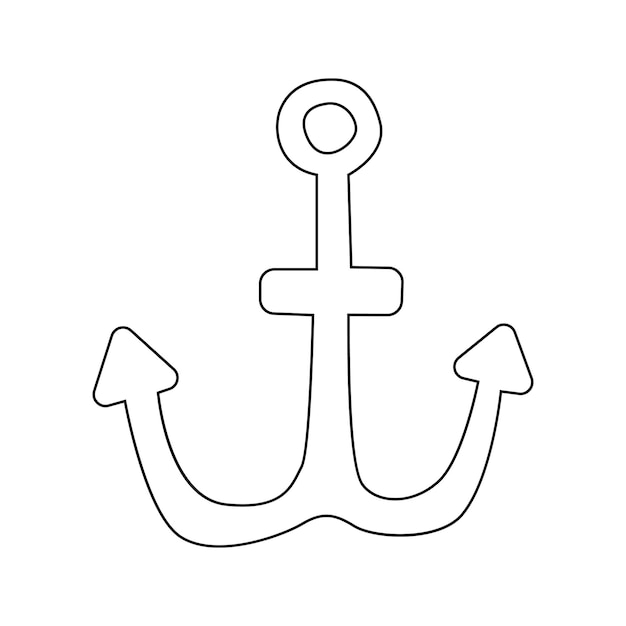 Ilustración vectorial de un ancla en estilo garabato