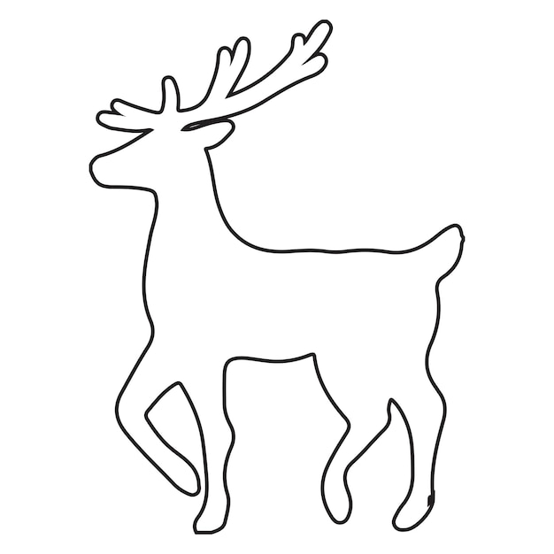 Ilustración vectorial de una animación de dibujos animados de renos pintados en acuarela aislados en un b blanco