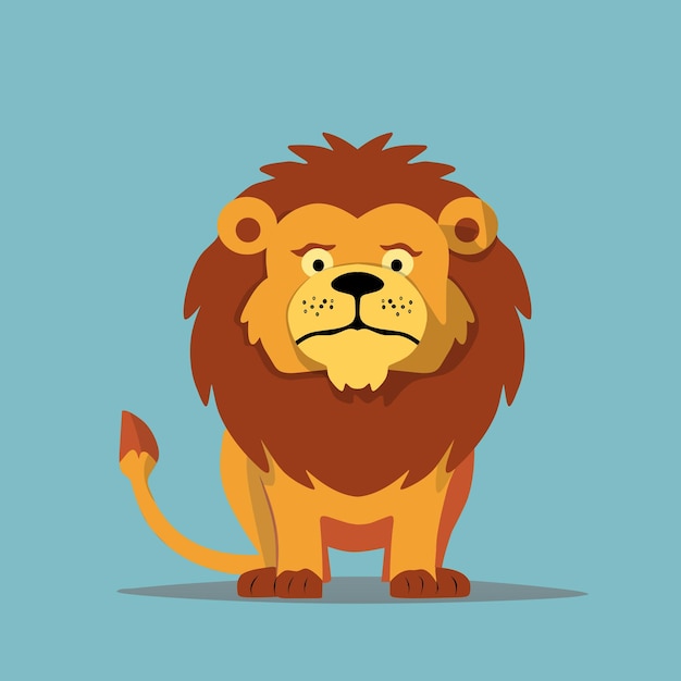 Ilustración vectorial animada de un animal león sobre un fondo azul