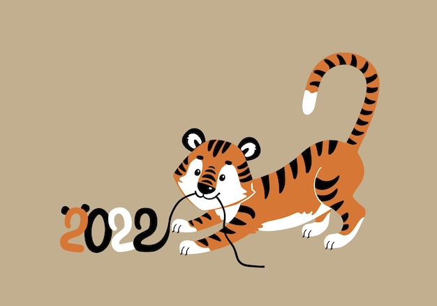 ilustración vectorial animal joven tigre símbolo de año nuevo