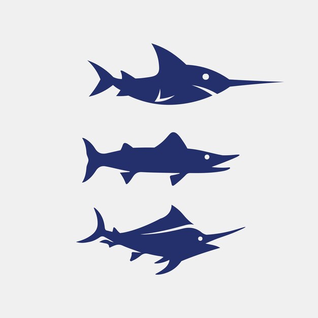 Ilustración vectorial de animales de diseño acuático del logotipo de Pesca y Pesca