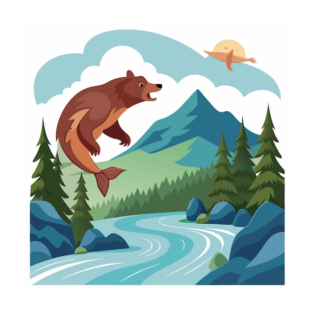 Ilustración vectorial de animales forestales