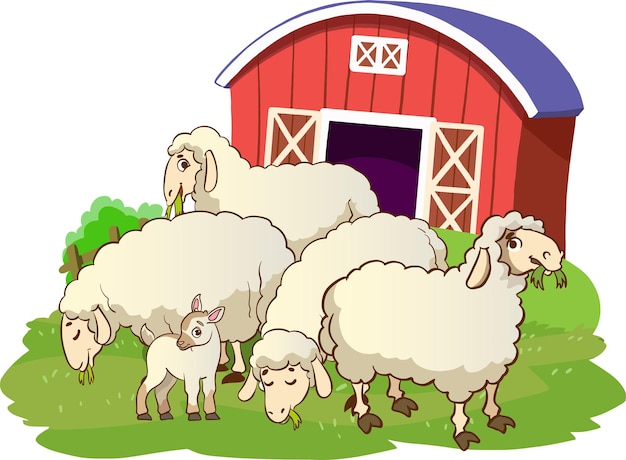 Vector ilustración vectorial de animales de granja felices