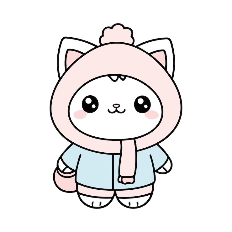 Vector ilustración vectorial de animales linda en estilo kawaii para niños
