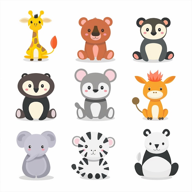 Ilustración vectorial de animales zoológico dibujos animados naturaleza silvestre diseño de safari lindo león vida silvestre de vuelta
