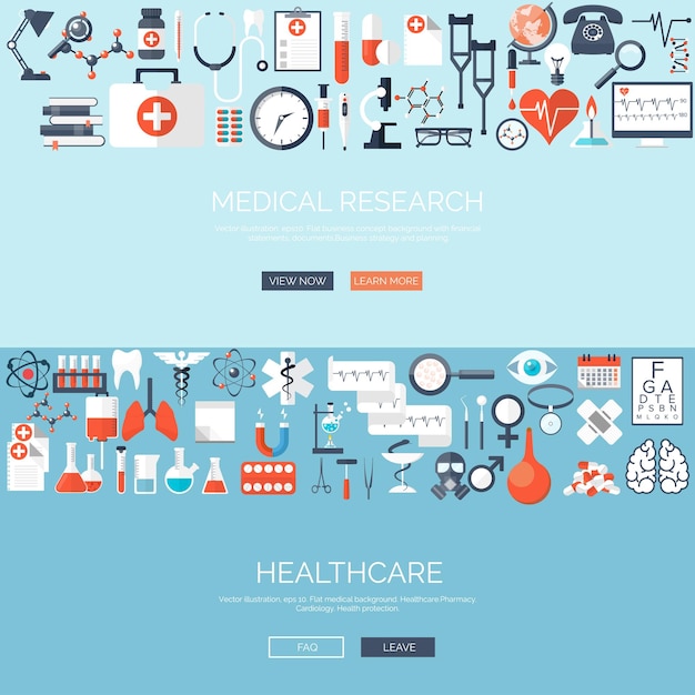 Ilustración vectorial antecedentes médicos planos medicina atención médica investigación médica primera ayuda