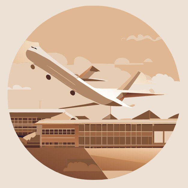 Vector ilustración vectorial antigua del aeropuerto