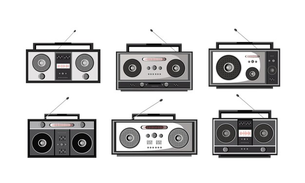 Ilustración vectorial de la antigua colección de radio