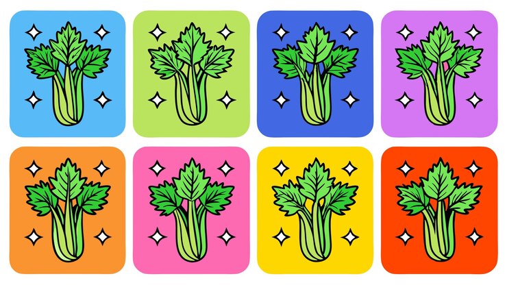 Vector ilustración vectorial de apio de colores