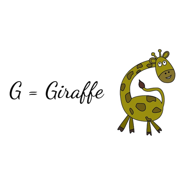 Ilustración vectorial del aprendizaje del alfabeto inglés para niños letra G