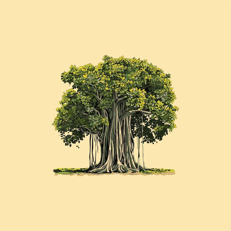 Vector ilustración vectorial del árbol de banyan