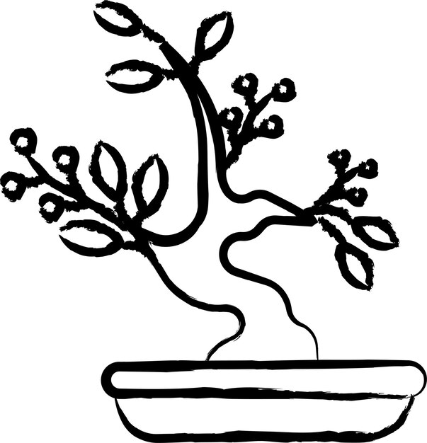 Ilustración vectorial del árbol de bonsai de enebro