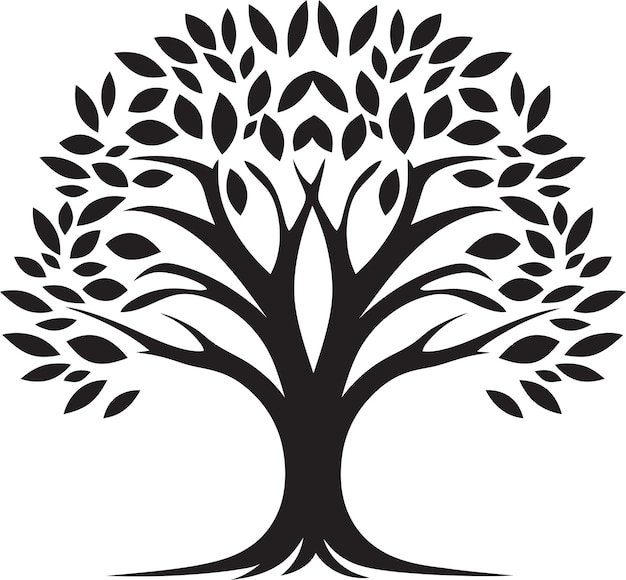 Ilustración vectorial del árbol del bosque encantado