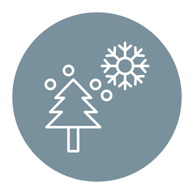 Ilustración vectorial de un árbol cubierto de nieve