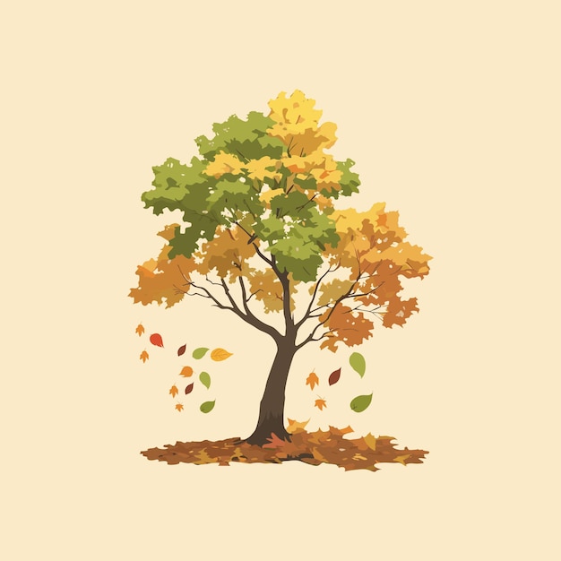 Ilustración vectorial árbol estético árbol clipart adhesivo a todo color