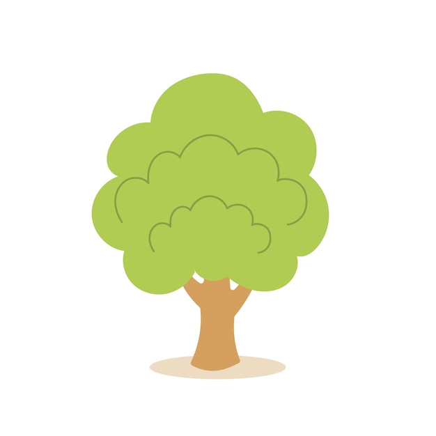Ilustración vectorial de árbol de estilo dibujos animados Árbol verde redondo en un diseño alegre y caprichoso