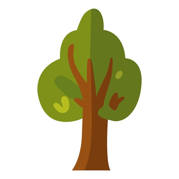 Ilustración vectorial de árbol de hoja verde con concepto de dibujos animados aislado de fondo blanco