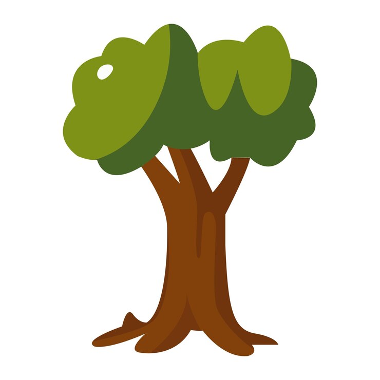 Ilustración vectorial de árbol de hoja verde con concepto de dibujos animados aislado de fondo blanco