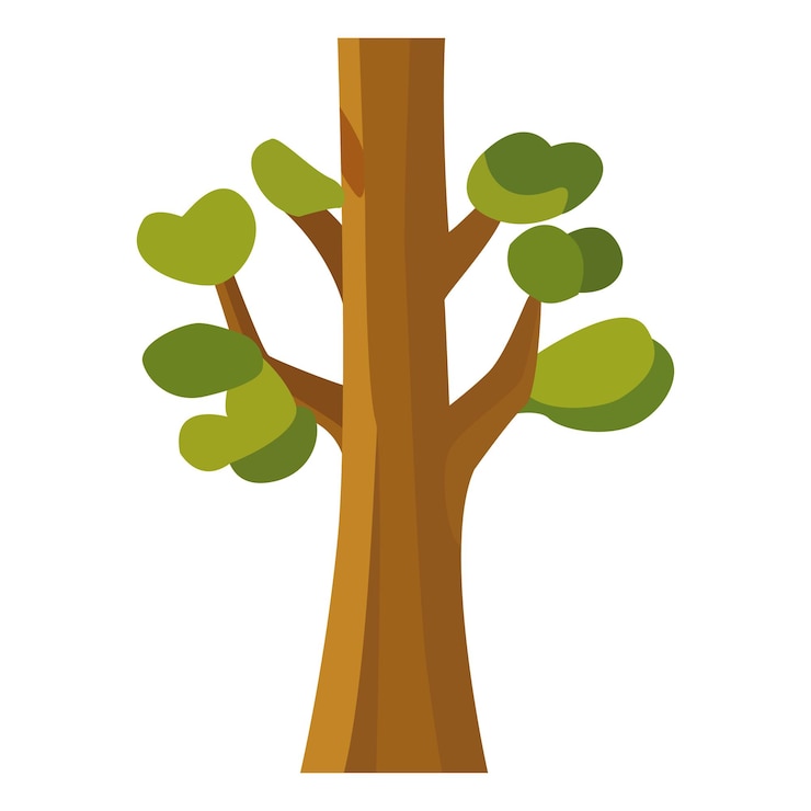 Ilustración vectorial de árbol de hoja verde con concepto de dibujos animados aislado de fondo blanco