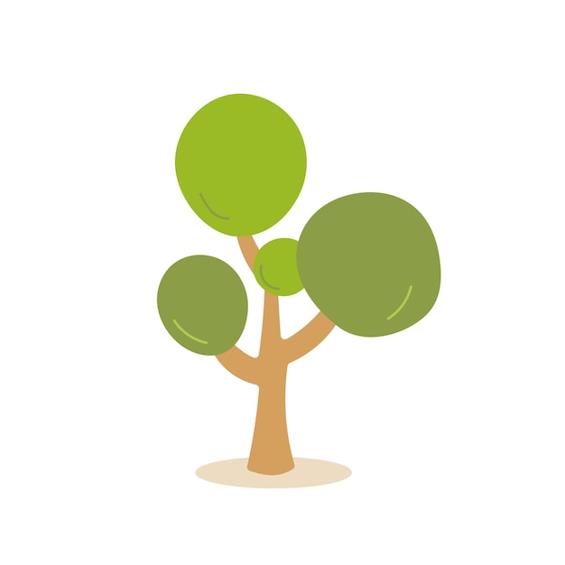 Ilustración vectorial de árbol lúdico Árbol verde redondo en una ilustración vectoria de diseño caprichoso y alegre
