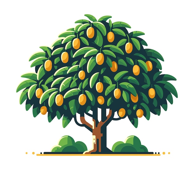 Vector ilustración vectorial del árbol de mango con un denso dosel