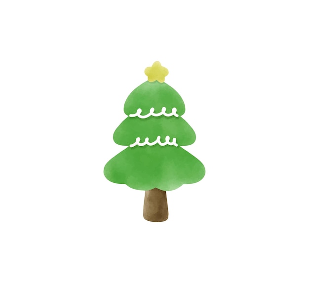 Ilustración vectorial del árbol de Navidad en acuarela aislada en fondo blanco