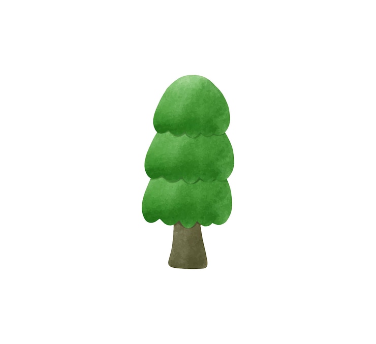 Vector ilustración vectorial del árbol de navidad en acuarela aislada en fondo blanco