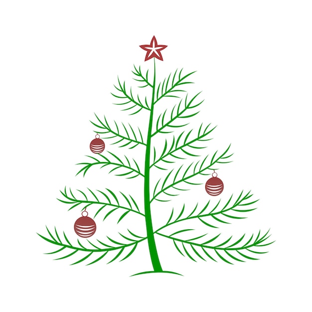 Ilustración vectorial del árbol de Navidad aislada en fondo blanco