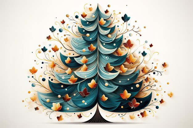 Vector ilustración vectorial del árbol de navidad decorado