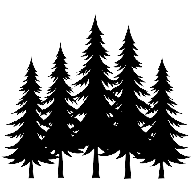 Ilustración vectorial del árbol de pino Diseño artístico de la línea del bosque de hoja perenne
