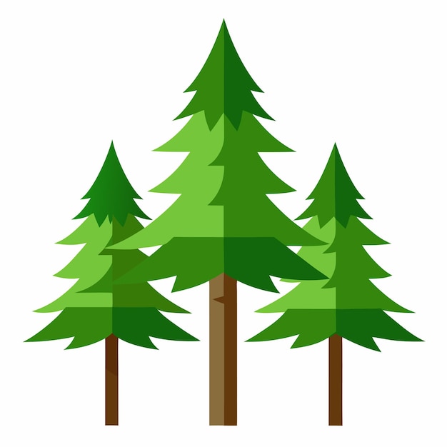 Ilustración vectorial del árbol de pino Diseño artístico de la línea del bosque de hoja perenne