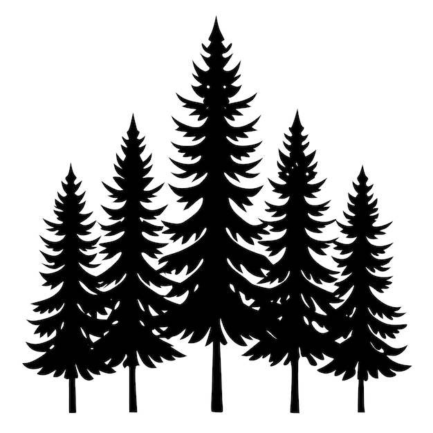 Ilustración vectorial del árbol de pino Diseño artístico de la línea del bosque de hoja perenne