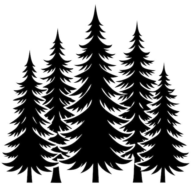 Ilustración vectorial del árbol de pino Diseño artístico de la línea del bosque de hoja perenne