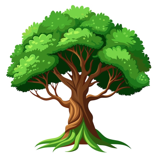 Ilustración vectorial de árbol realista aislada en pantalla blanca