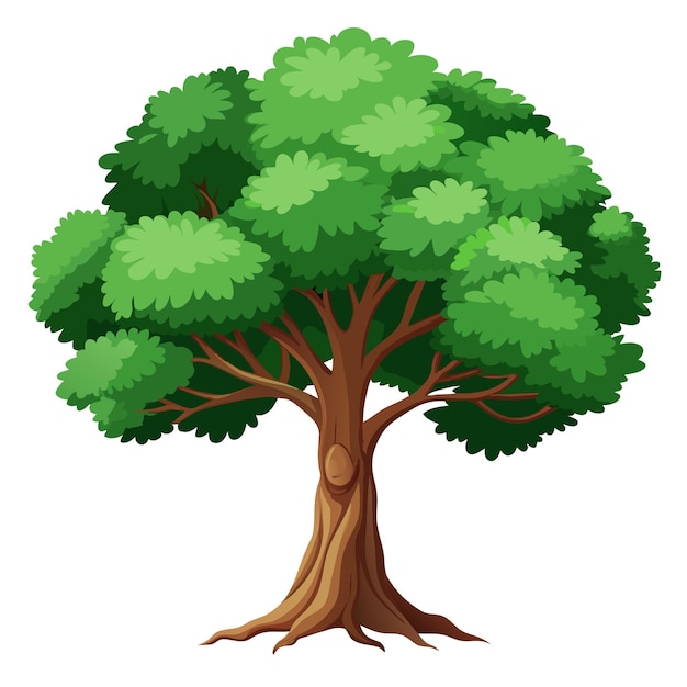 Ilustración vectorial de árbol realista aislada en pantalla blanca
