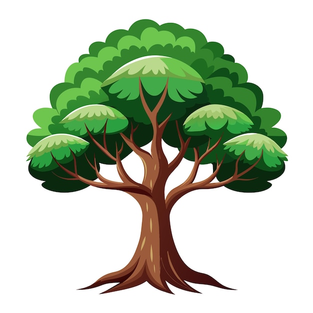 Ilustración vectorial de árbol realista aislada en pantalla blanca