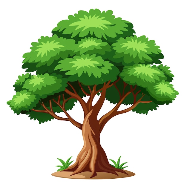 Ilustración vectorial de árbol realista aislada en pantalla blanca