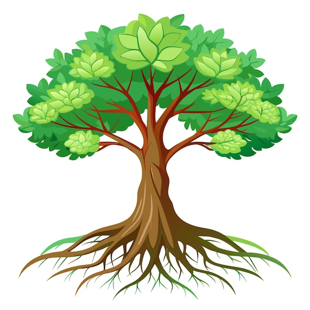 Ilustración vectorial de árbol realista aislada en pantalla blanca