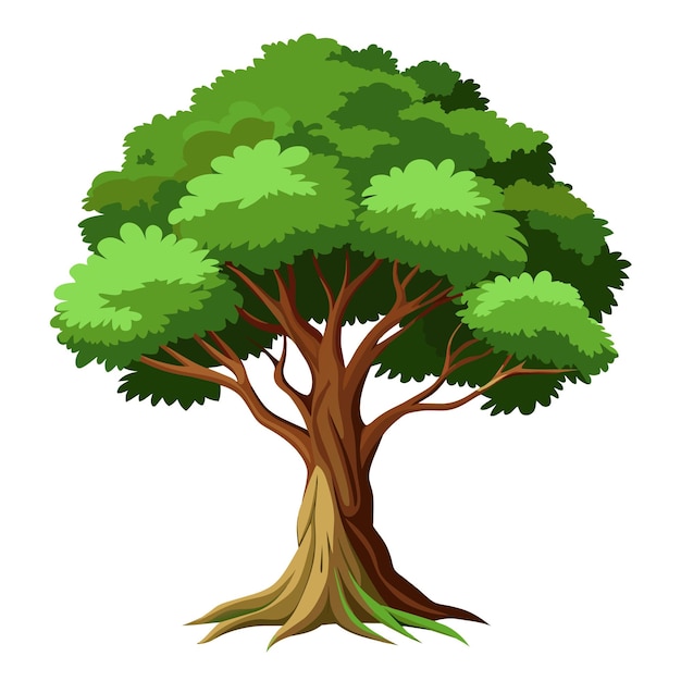 Ilustración vectorial de árbol realista aislada en pantalla blanca