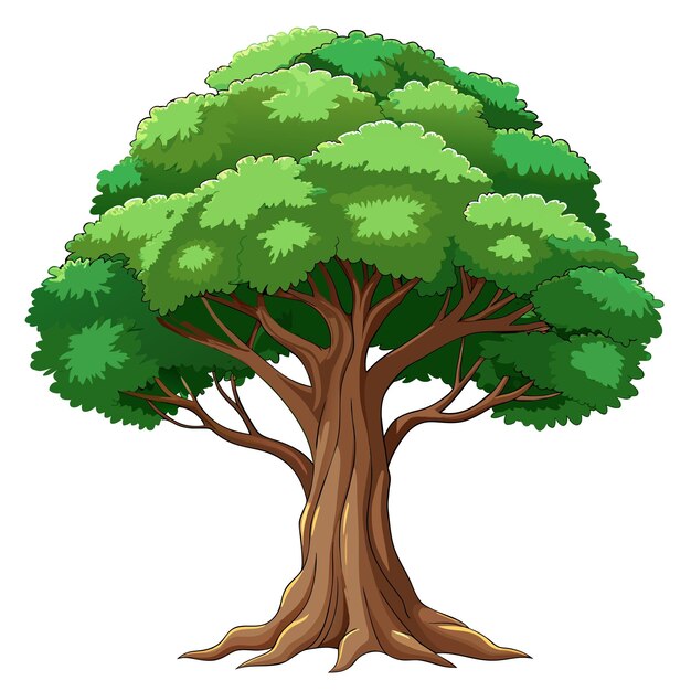 Ilustración vectorial de árbol realista aislada en pantalla blanca