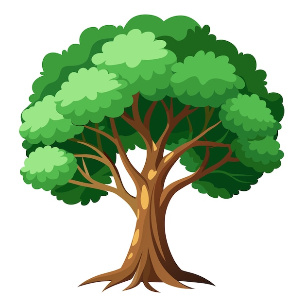 Ilustración vectorial de árbol realista aislada en pantalla blanca