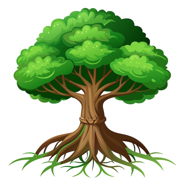 Ilustración vectorial de árbol realista aislada en pantalla blanca