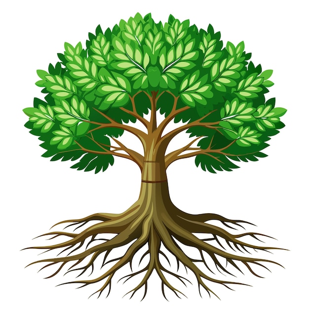 Ilustración vectorial de árbol realista aislada en pantalla blanca