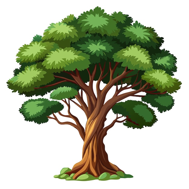 Ilustración vectorial de árbol realista aislada en pantalla blanca