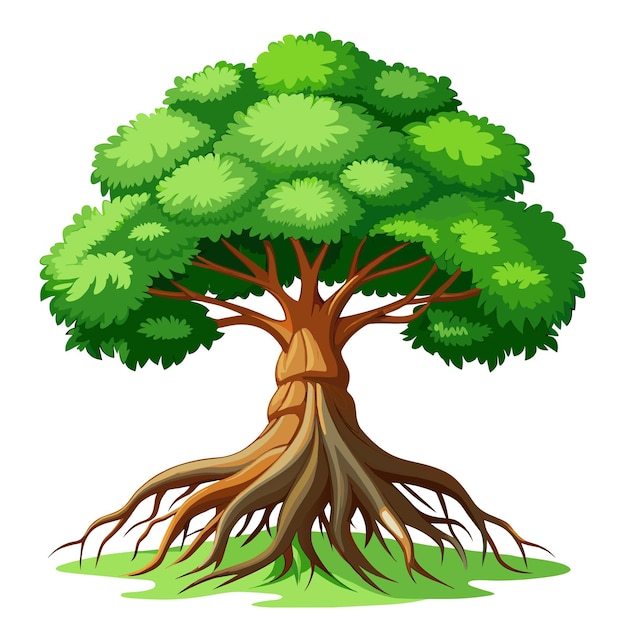 Ilustración vectorial de árbol realista aislada en pantalla blanca