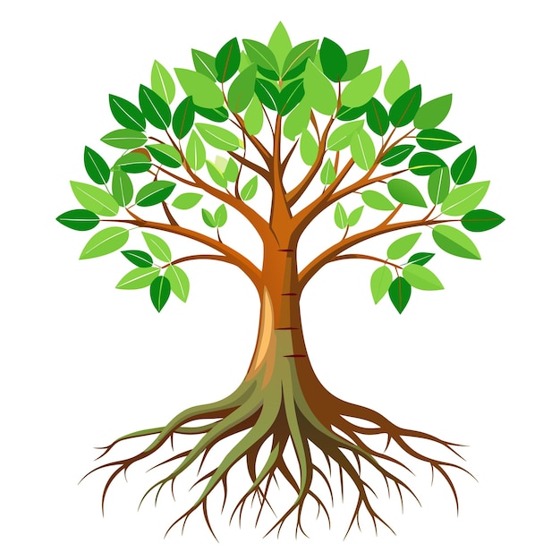 Ilustración vectorial de árbol realista aislada en pantalla blanca