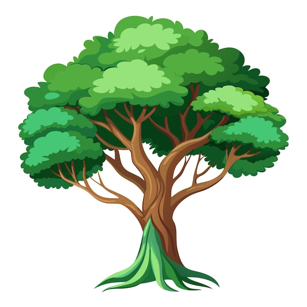 Ilustración vectorial de árbol realista aislada en pantalla blanca