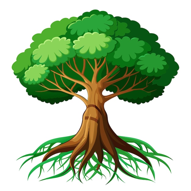 Ilustración vectorial de árbol realista aislada en pantalla blanca