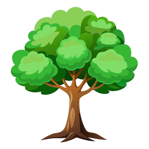 Ilustración vectorial de árbol realista aislada en pantalla blanca