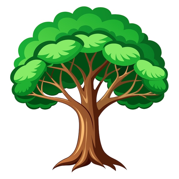 Ilustración vectorial de árbol realista aislada en pantalla blanca
